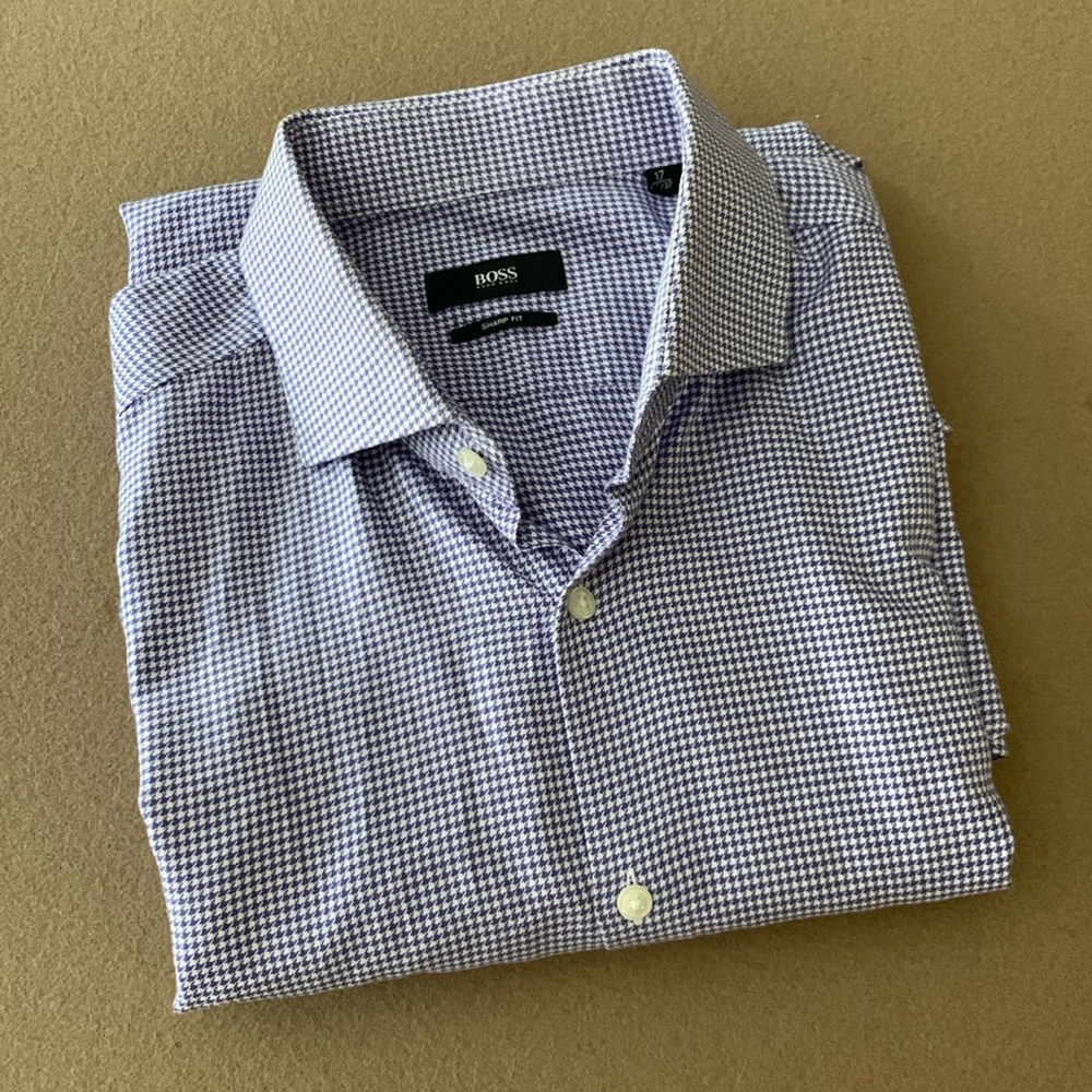 BOSS "Mark US" Men's Sharp Fit Long Sleeve Dress Shirt- Size 17 - 36/37